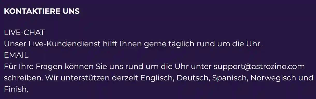 Kundensupport bei Astrozino
